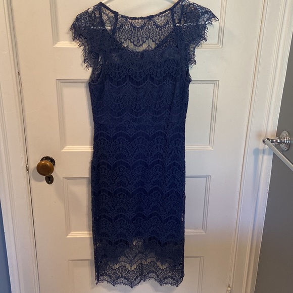 Free People Navy Blue Lace Overlay Mini Dress - Picture 5 of 5